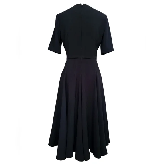 Gal Meets Glam Edith City Crepe Fit & Flare Classic Black Midi Dress Size 6 - Picture 6 of 13